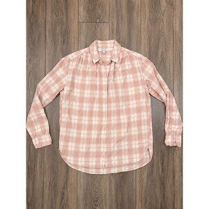 Madewell Womens XS Pink Plaid Button Up Shirt Long Sleeve Cotton Casual Top